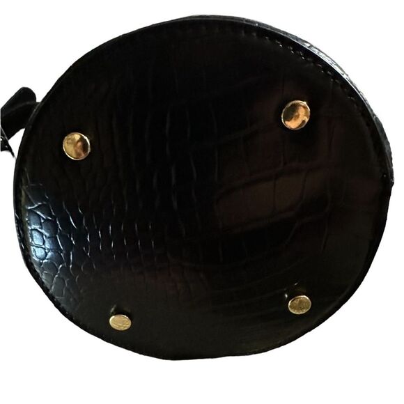 Jason Wu Bucket Bag with Crossbody Strap Black Textured Crocodile Trim - Picture 3 of 9